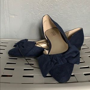 Anna Navy Blue Ballet Flat with Bow, Brand New